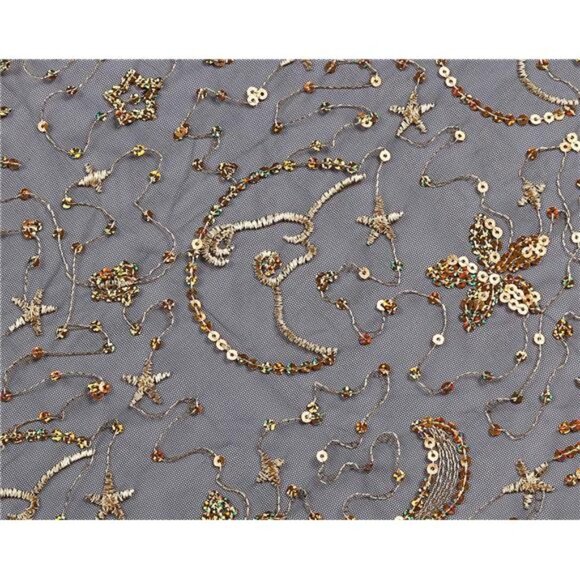 Boho Black Gold Moon & Star Sheer Mesh Sequin Embellished Shawl Wrap‎ Scarf - Picture 6 of 7